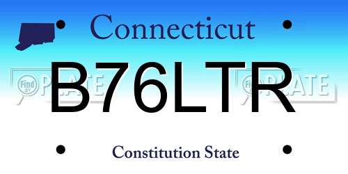 B76LTR Connecticut License Plate