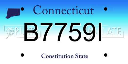 B7759I Connecticut License Plate