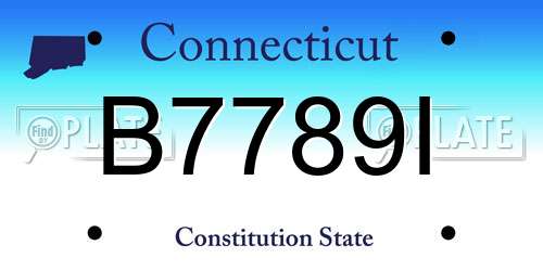 B7789I Connecticut License Plate