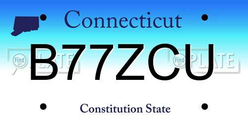 B77ZCU Connecticut License Plate