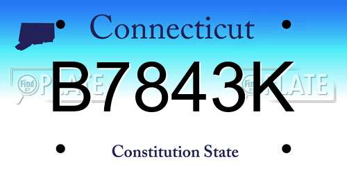 B7843K Connecticut License Plate