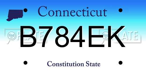 B784EK Connecticut License Plate