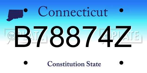 B78874Z Connecticut License Plate