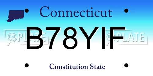 B78YIF Connecticut License Plate