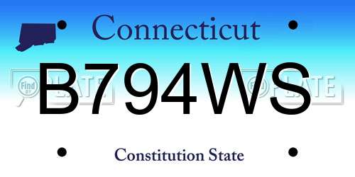 B794WS Connecticut License Plate