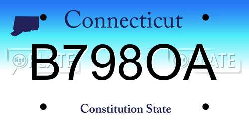 B798OA Connecticut License Plate