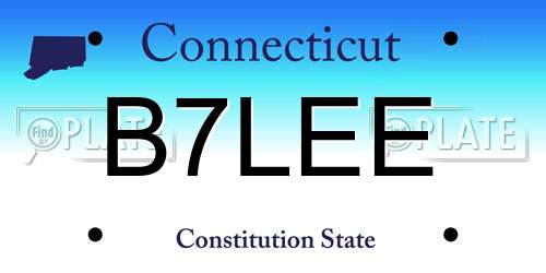 B7LEE Connecticut License Plate