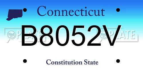 B8052V Connecticut License Plate