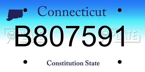 B807591 Connecticut License Plate