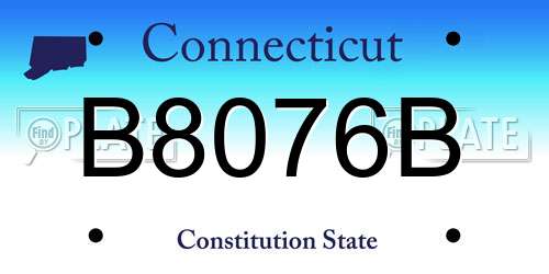 B8076B Connecticut License Plate