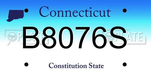 B8076S Connecticut License Plate
