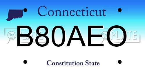 B80AEO Connecticut License Plate