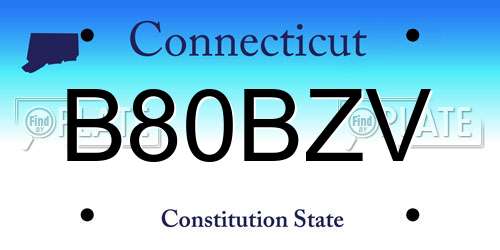 B80BZV Connecticut License Plate