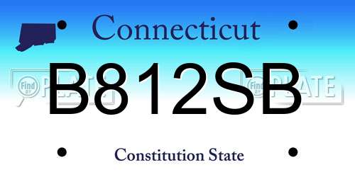 B812SB Connecticut License Plate