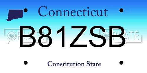 B81ZSB Connecticut License Plate