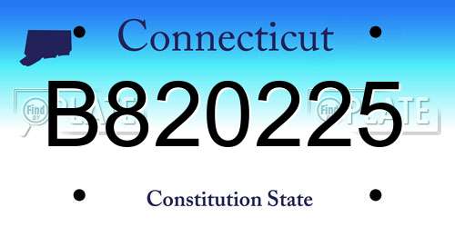 B820225 Connecticut License Plate