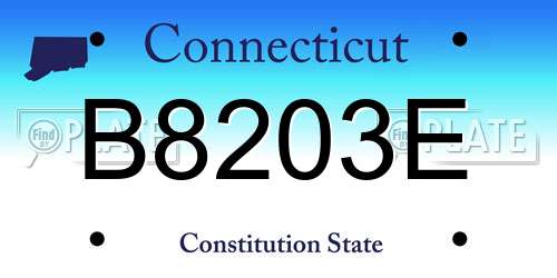 B8203E Connecticut License Plate
