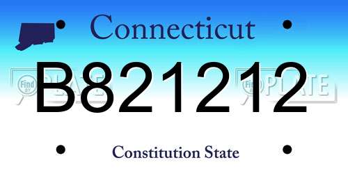B821212 Connecticut License Plate