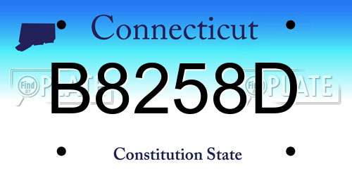B8258D Connecticut License Plate