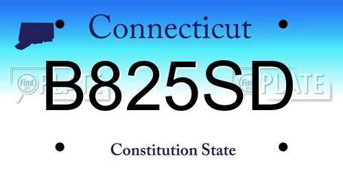 B825SD Connecticut License Plate