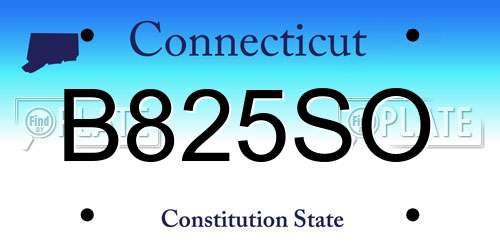 B825SO Connecticut License Plate