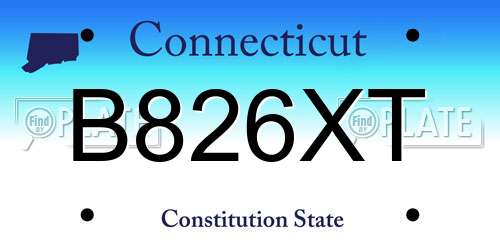 B826XT Connecticut License Plate