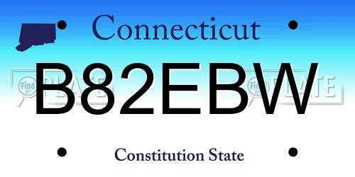 B82EBW Connecticut License Plate