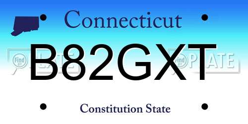 B82GXT Connecticut License Plate