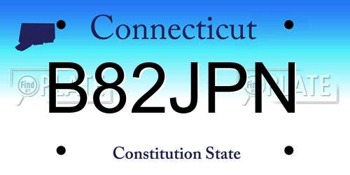 B82JPN Connecticut License Plate