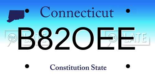 B82OEE Connecticut License Plate