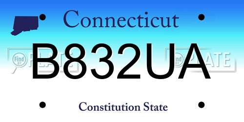 B832UA Connecticut License Plate