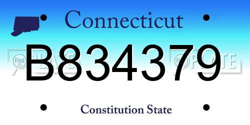 B834379 Connecticut License Plate
