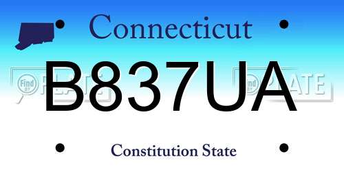 B837UA Connecticut License Plate