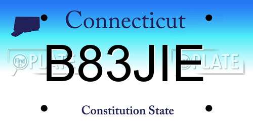 B83JIE Connecticut License Plate