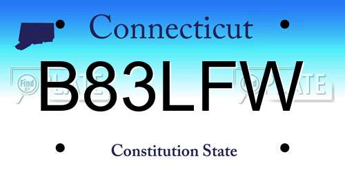 B83LFW Connecticut License Plate