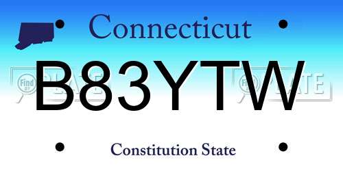 B83YTW Connecticut License Plate