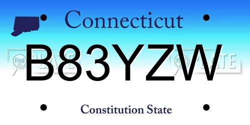 B83YZW Connecticut License Plate
