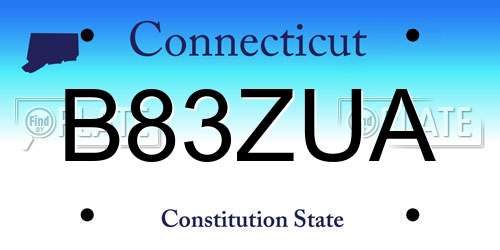 B83ZUA Connecticut License Plate
