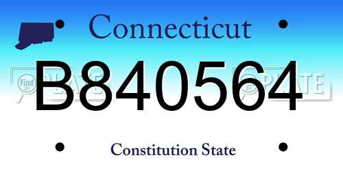B840564 Connecticut License Plate