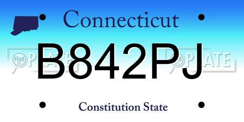 B842PJ Connecticut License Plate
