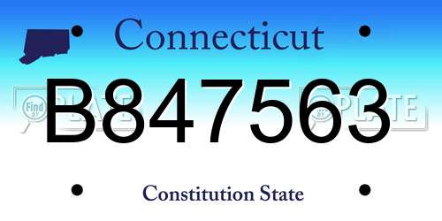 B847563 Connecticut License Plate