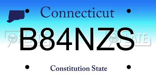 B84NZS Connecticut License Plate