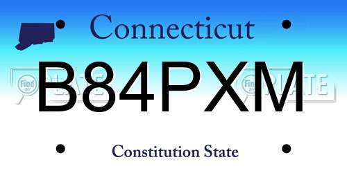 B84PXM Connecticut License Plate