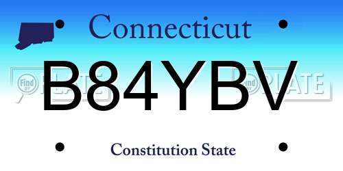 B84YBV Connecticut License Plate