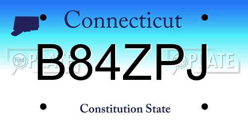 B84ZPJ Connecticut License Plate