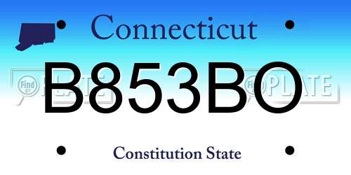 B853BO Connecticut License Plate