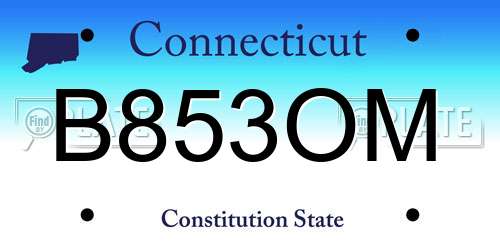 B853OM Connecticut License Plate