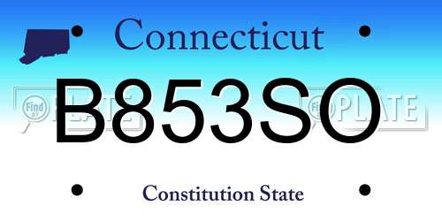 B853SO Connecticut License Plate