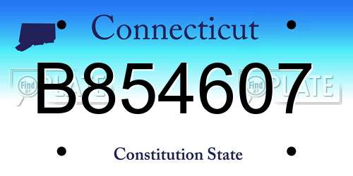 B854607 Connecticut License Plate