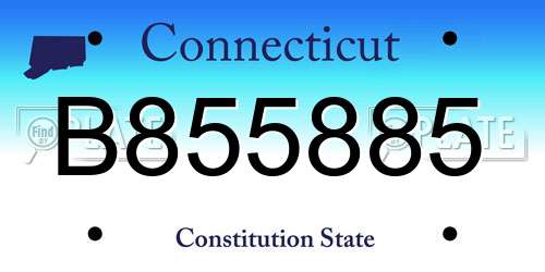 B855885 Connecticut License Plate